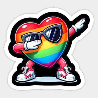 Dabbing Heart LGBT Gay Pride Ally Bi Sticker